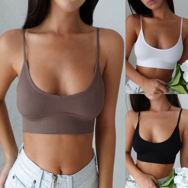 

women solid color crop bandeau bra bustier cami vest tank bralette top, White
