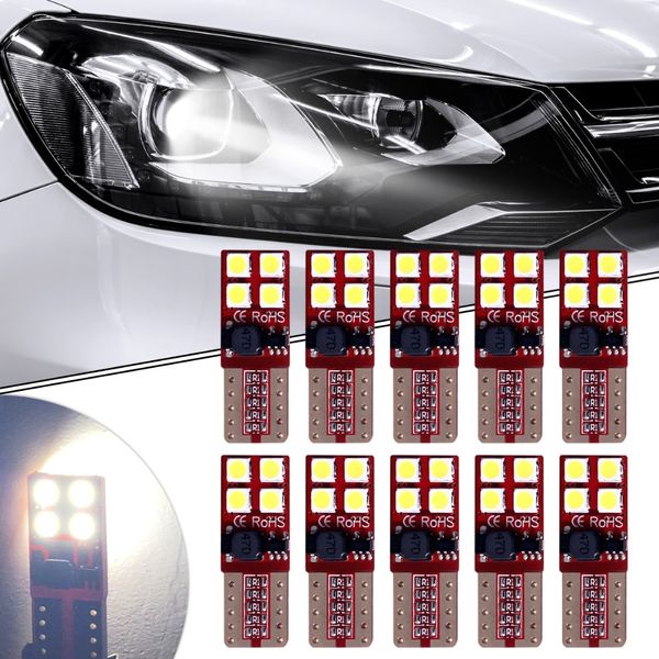 

universal 10pcs/lot t10 w5w 2835 8smd car clearance license plate lights white no error car parking lights side marker light