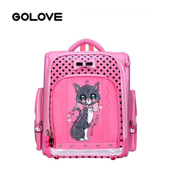 

cute cartoon cat printing school bags children backpack kids orthopedic schoolbag for girls pink waterproof mochila escolar 2019