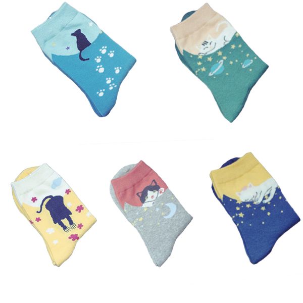 

winter autumn women sock japanese style cat cotton socks, Black;white