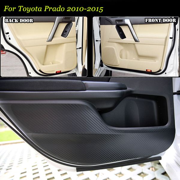 

brand new 1 set interior 3d carbon fiber doors side edge anti-kick protection pad sticker for prado 2010-15