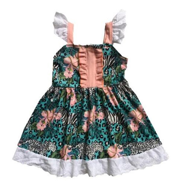 

girl's dresses 2021 summer baby girls fashion leopard flower print pattern sling dress children clothes kids boutique, Red;yellow