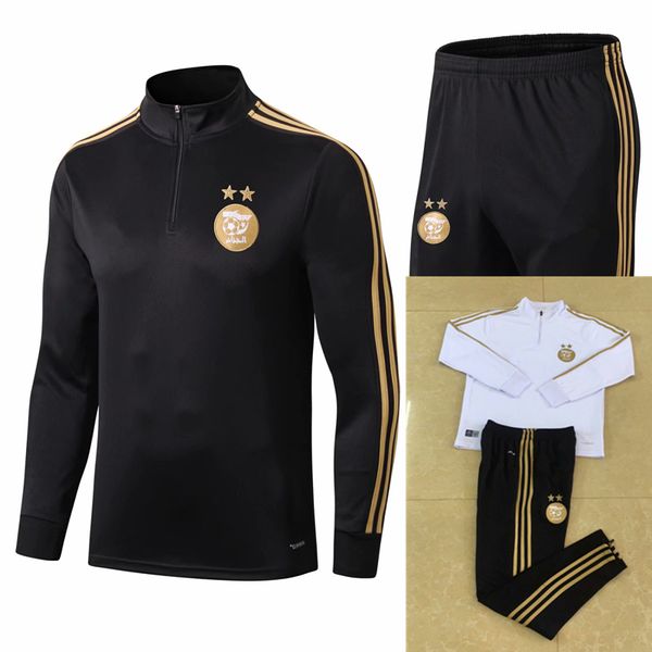 

2019 2020 algeria black white tracksuit mahrez soccer 19 20 bounedjah survetement maillot de foot sportswear football training suit