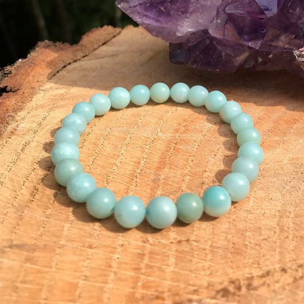 

wholesale grade 8 mm amazonite bracelet fashion women`s yoga wrist mala bracelet chakra healing energy protection, Golden;silver