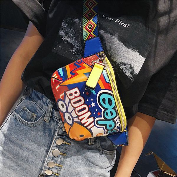 

noenname_ pu leather waist bag phone chain crossbody bag small belt floral packs