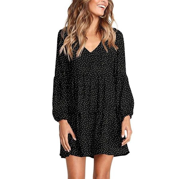 

casual dresses color leisure long sleeve loose dress, Black;gray