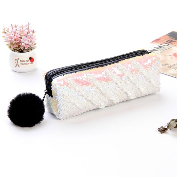 

1pcs reversible sequin pencil case for girls school supplies super big bts stationery gift magic pencil box pencilcase