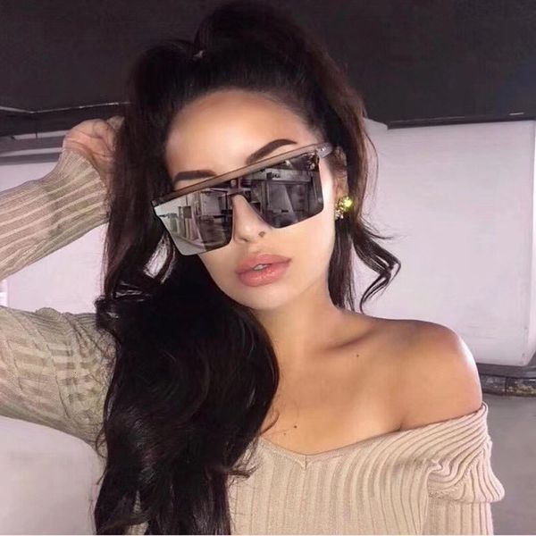 

женщины новые солнцезащитные очки черный квадрат большой кадр мода ретро зеркало вс очки женский марка vintage lady lunette de soleil femme, White;black