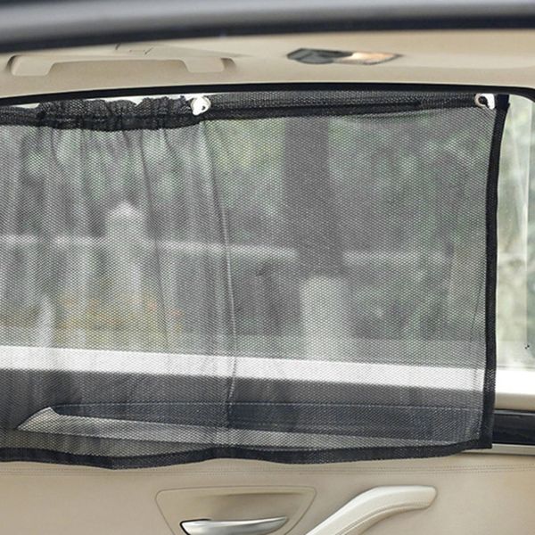

original 2pcs black car sun shade side nylon mesh window curtain foldable sunshade uv protection car curtain auto accessories