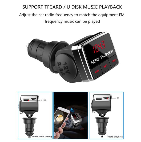 

bluetooth in-car wireless fm transmitter mp3 radio adapter car kit usb charger support navigation voice prompts transmitter #be