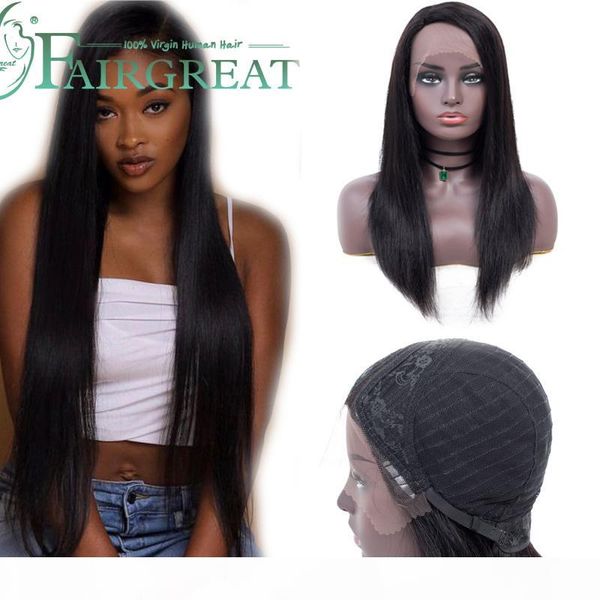

mongolian straight lace front human hair wigs with baby hair brazilian remy human hair wigs for women natural black ing, Black;brown