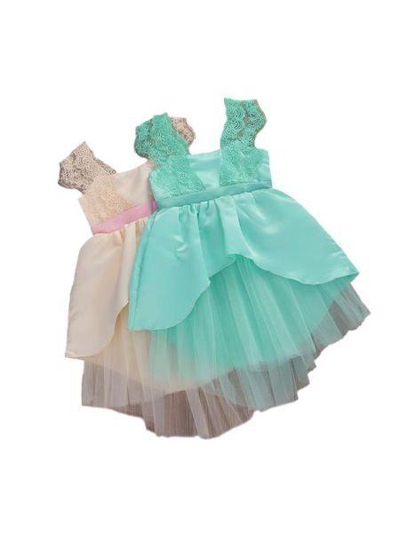 

1-6y princess младенец ребёнка платье без рукавов кружево печати комбинезонов летних нарядов платья партии, Red;yellow