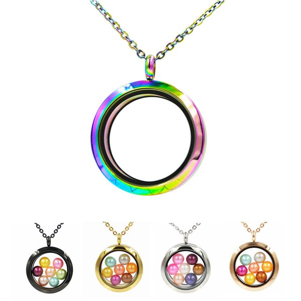 

wholesale rainbow color stainless steel lockets pendant necklace for 6-7 mm round pearls aromatherapy box gift, Silver