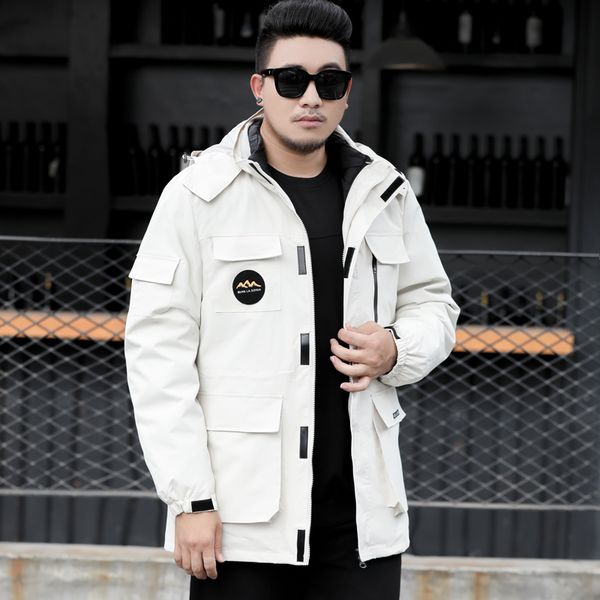 

10xl 8xl 6x winter jacket new men's female jacket stitching hooded thickened keep warm windproof coat 2 in 1 jacke, Black
