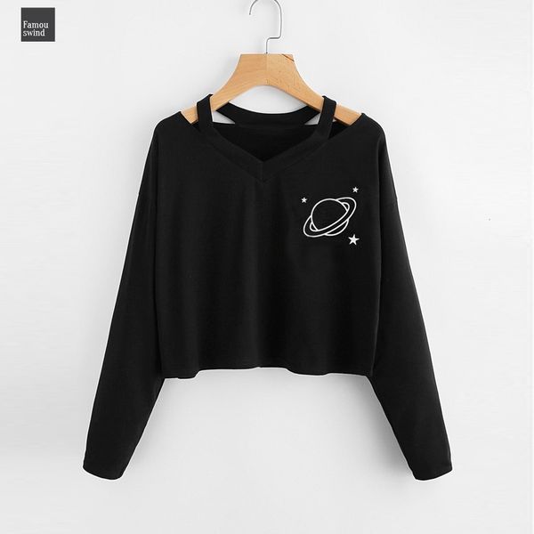 

camisetas t shirt verano long sleeve women women casual py planet printed shirt streetwear female top, White