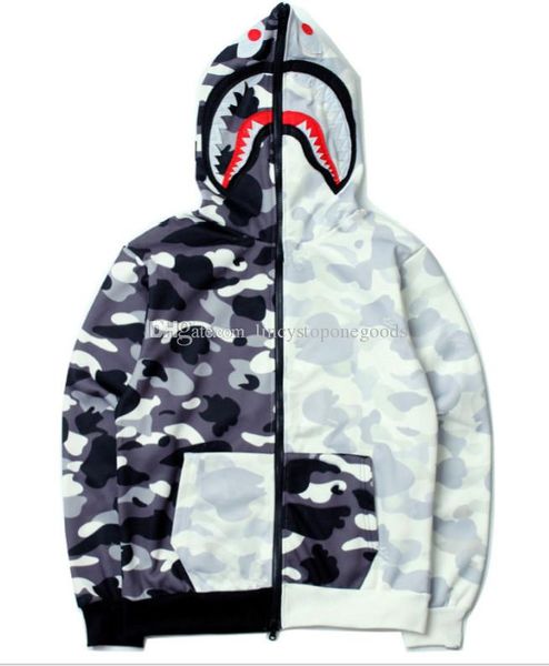 

mens women love sportwear coat tracksuit zipper fleece sweatshirt wgm embroidery shark black hip hop hoodie men shark print camouflage coat