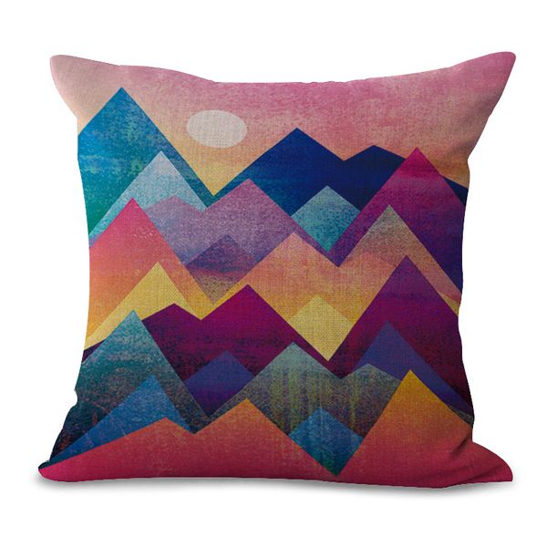 

colorful geometric sunset pillow case cushion cover linen cotton square throw pillow covers 14 colors custom free