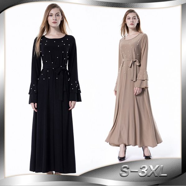 

muslim abaya beading ramadan islamic prayer clothing worship service robe maxi dress cardigan long sleeve gowns tunic kimono, Red