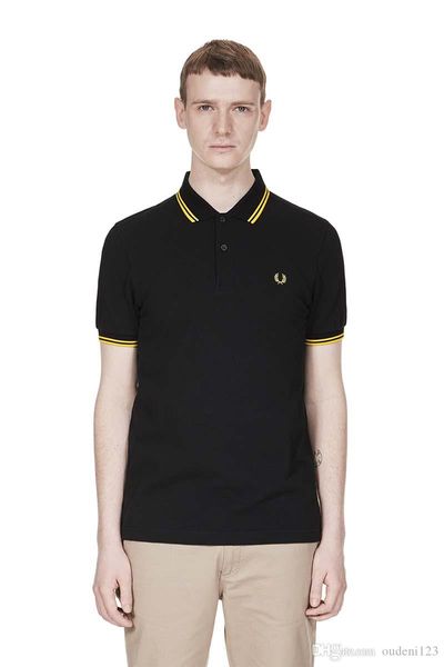 

fred british style short sleeve tee perry summer mens polo shirt brand designer polo fashion embroidered wheat ear print t-shirts shirt, White;black
