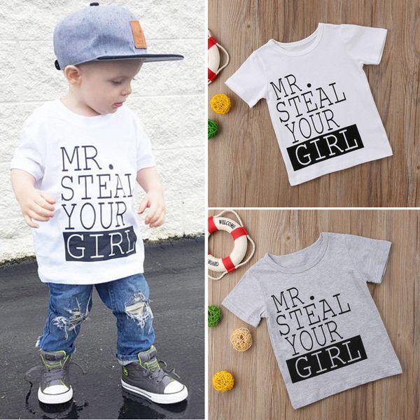 

Summer Brand New Infant Kids Baby Boy Letter Printed Summer T Shirt Short Sleeve Tops T-shirt