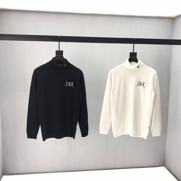 

19 new type knitted weater cotton double ided jacquard knitted fabric with perfect quality detail for men and women 029, White;black