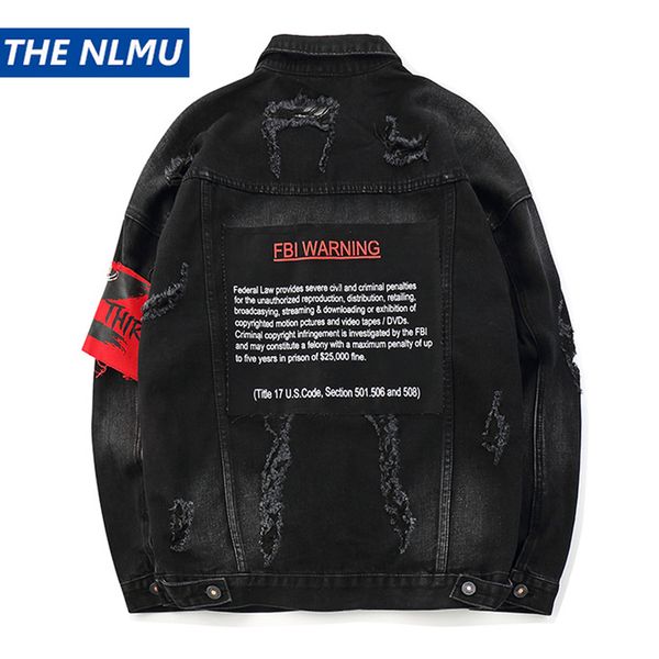 

us size black hole denim jackets men jeans coat hip hop jacket streetwear 2019 spring autumn black jacket for male hw123, Black;brown