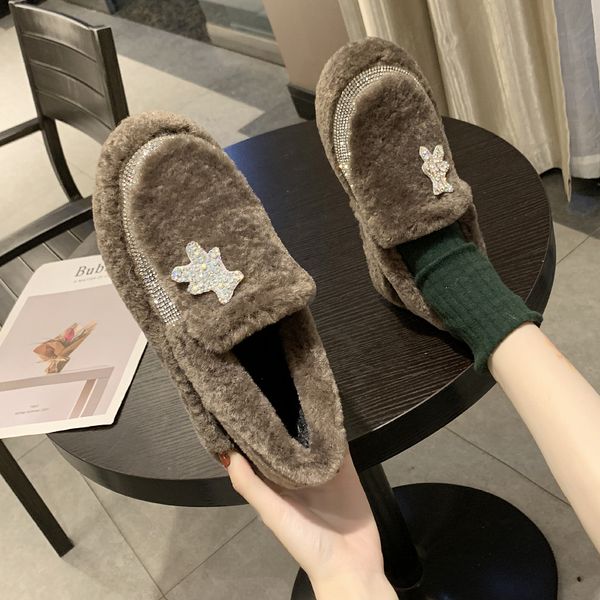 

casual woman shoe slip on shoes for women round toe 2019 fashion women's loafers with fur clogs platform slip-on modis new boat, Black