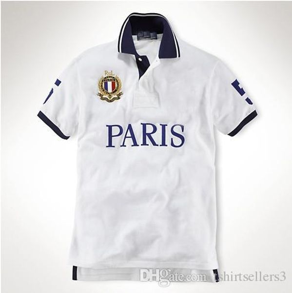 

2018 &tees shirts short sleeve embroidery turn-down collar city big horse polo men's t-shirt 100% cotton