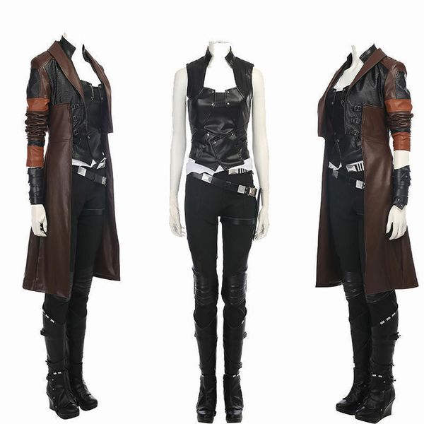 

guardians of the galaxy vol. 2 gamora cosplay costume full set no shoes, Black;red