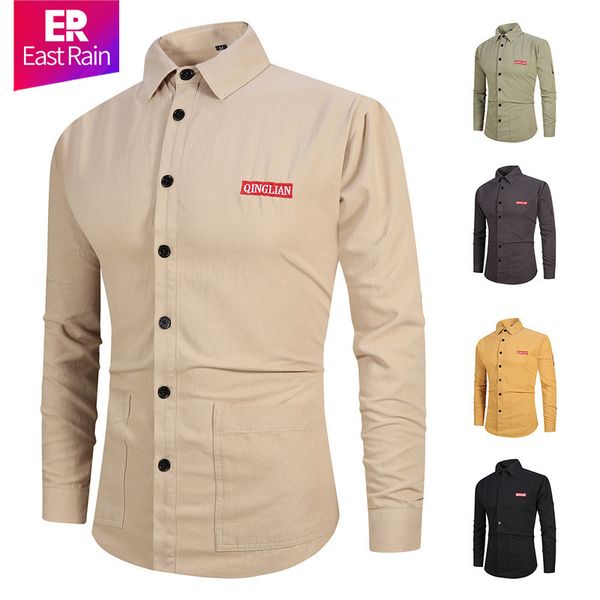 

мужская дизайнерская осенняя свободная оснастка с длинным рукавом рубашки карман, White;black