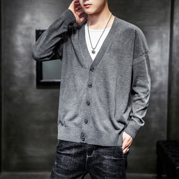 

mens designer knit cardigan sweater 2019 brand fashion solid color sweater for boys mens lxuury v-neck long sleeve clothes, White;black