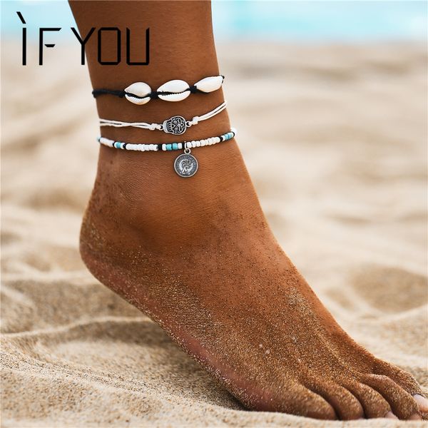 

if you bohemia multilayer anklets bracelet for leg for ladies women boho fashion summer beach men anklet jewelry 2019 new, Red;blue