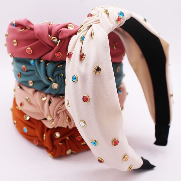 

bohemian satin knotted hairband colored rhinestone knot headband hair accessories hair jewelry