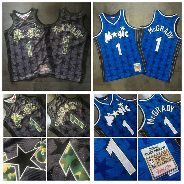 

men orlando magic tracy mcgrady mitchell & ness blue black 2001-02 2003-04 hardwoods classics swingman jersey01, Black;red