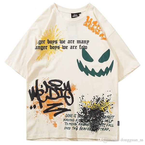 

2020 men t shirt hip hop streetwear graffiti tshirt harajuku summer short sleeve t-shirt cotton tees black white skateboard, White;black