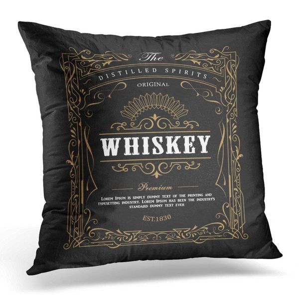 

pillow cover whiskey sign antique design western label vintage badge border blackboard beer rustic pillow case home pillowcase