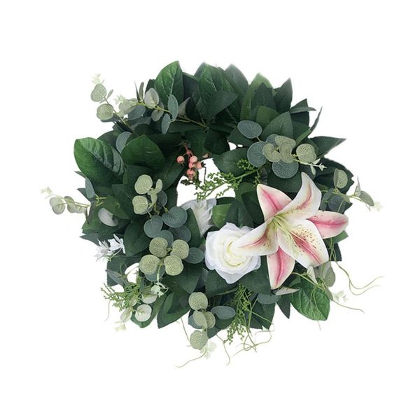 

artificial flower wreaths simulation garland lily eucalyptus wreath door decoration wedding celebration home party wedding decor