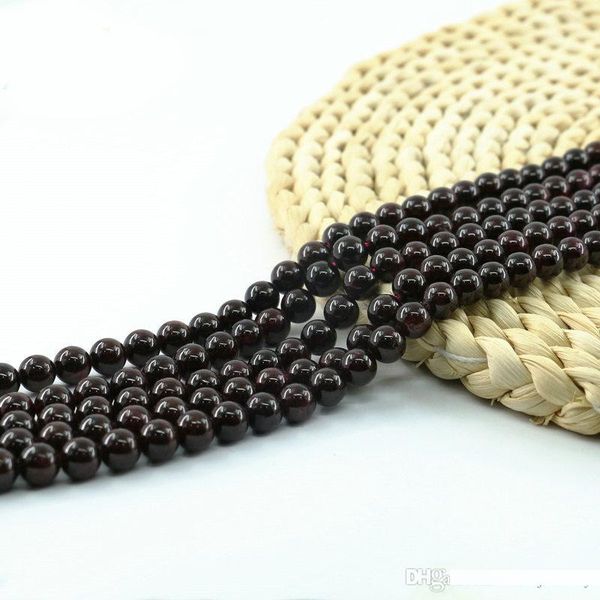 

garnet bead loose round gemstone 4 mm -10 mm wholesale 15 inch strand per set for jewelry making diy, Black