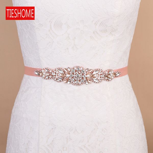 

tieshome bs426 wedding sashes women belt rhinestone trim applique bridal belt blush pink belts custom ribbon with unique, White