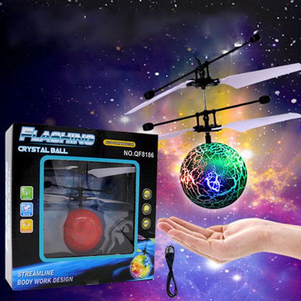 

dhl led magic flying ball colorful stage lamp rc helicopter infrared induction flashing flying ball disco kids christmas toy