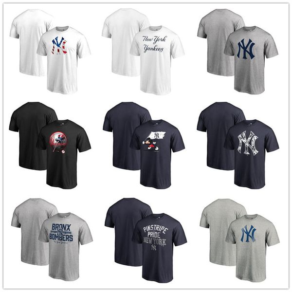 

New York Baseball jersey Yankees Fanatics Branded 2019 Stars Stripes Banner Wave Logo T-Shirt Mens graphic tees Fans Tops shirts printed