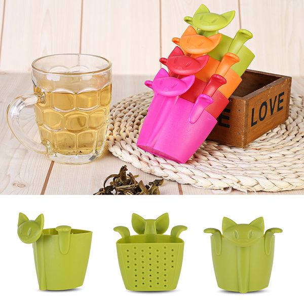 

cat shape tea infuser plastic strainer hole filter