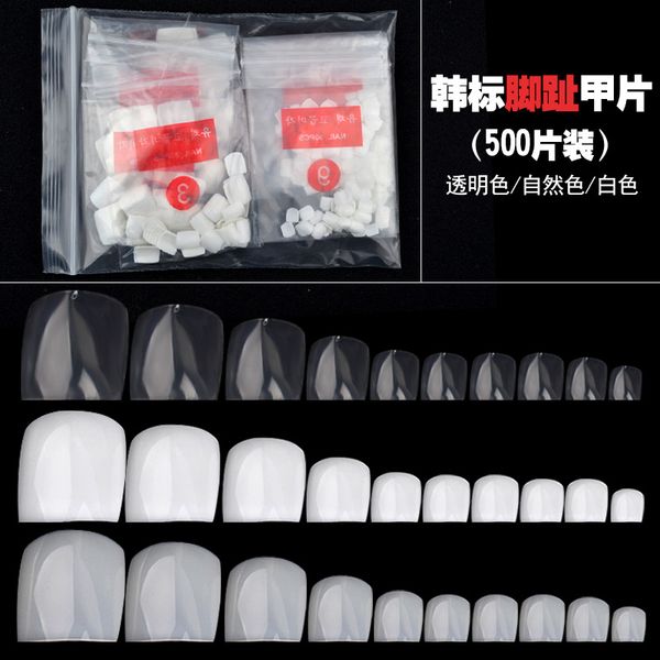 

new 500pcs natural transparent white false toe tips round nail art tips full cover acrylic tip uv gel deco, Red;gold