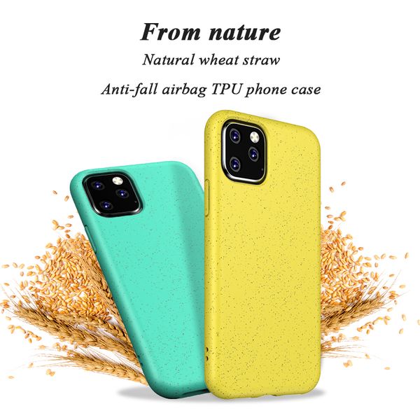 

wheat straw phone case environmental recycle eco-friendly tpu cover for iphone 11 pro max xs xr x 8 plus samsung note10 plus s10