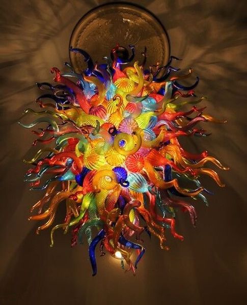 

multicolor murano glass large chandelier led lights style hand blown glass art pendant light air shipping living room art lighting