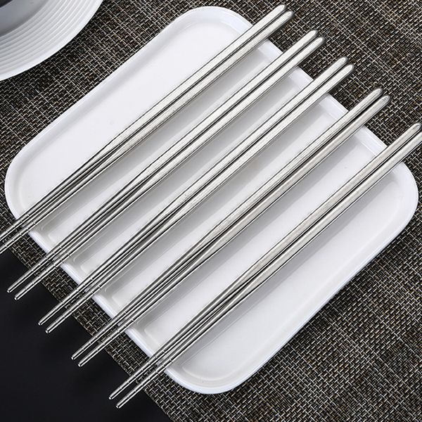 

glossy stainless steel non-slip chopsticks silver square chopsticks stainless steel chopsticks 150pair 22.5cm dh0203