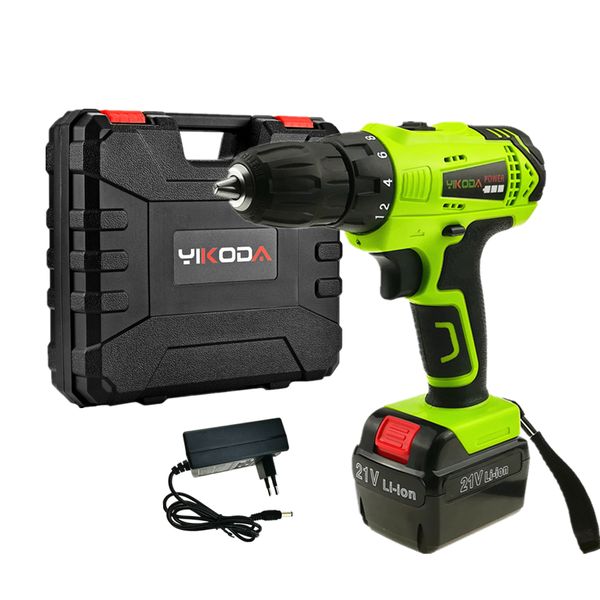 

21v cordless electric drill hand household screwdriver rechargeable battery one lithium battery tools plastic case combo