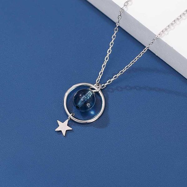 

sanyu women blue ball shape planet necklace new fashion jewelry 925 sterling silver necklaces pendants gift d5564