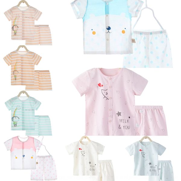 

uc0cp baby short underwear pajamas air conditioning pajamas sleeve suit thin cotton half sleeve cardigan children's underwear baby boy
