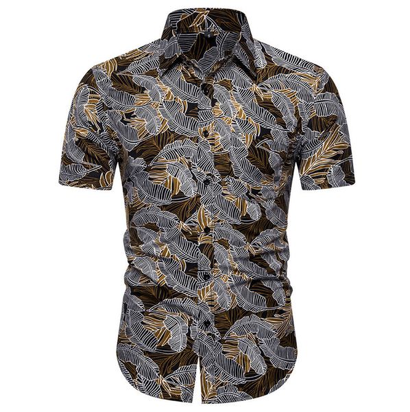 

2019 men shirt summer style palm tree print beach hawaiian shirt men casual short sleeve hawaii chemise homme, White;black